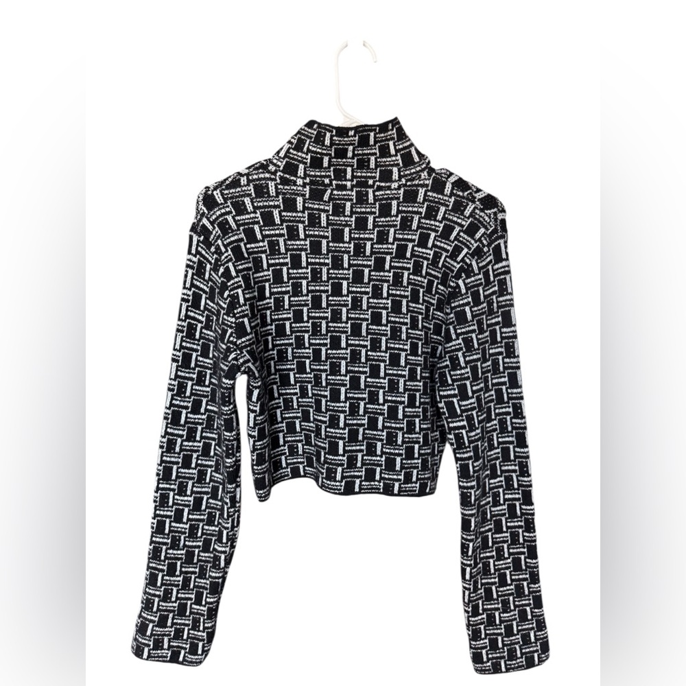Zara Black Monochrome Geometric Knit Sweater.